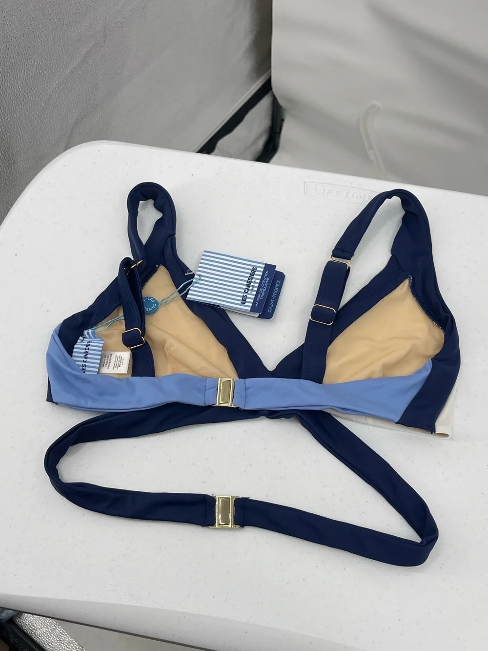 Les Canebiers NWT blue white bikini top